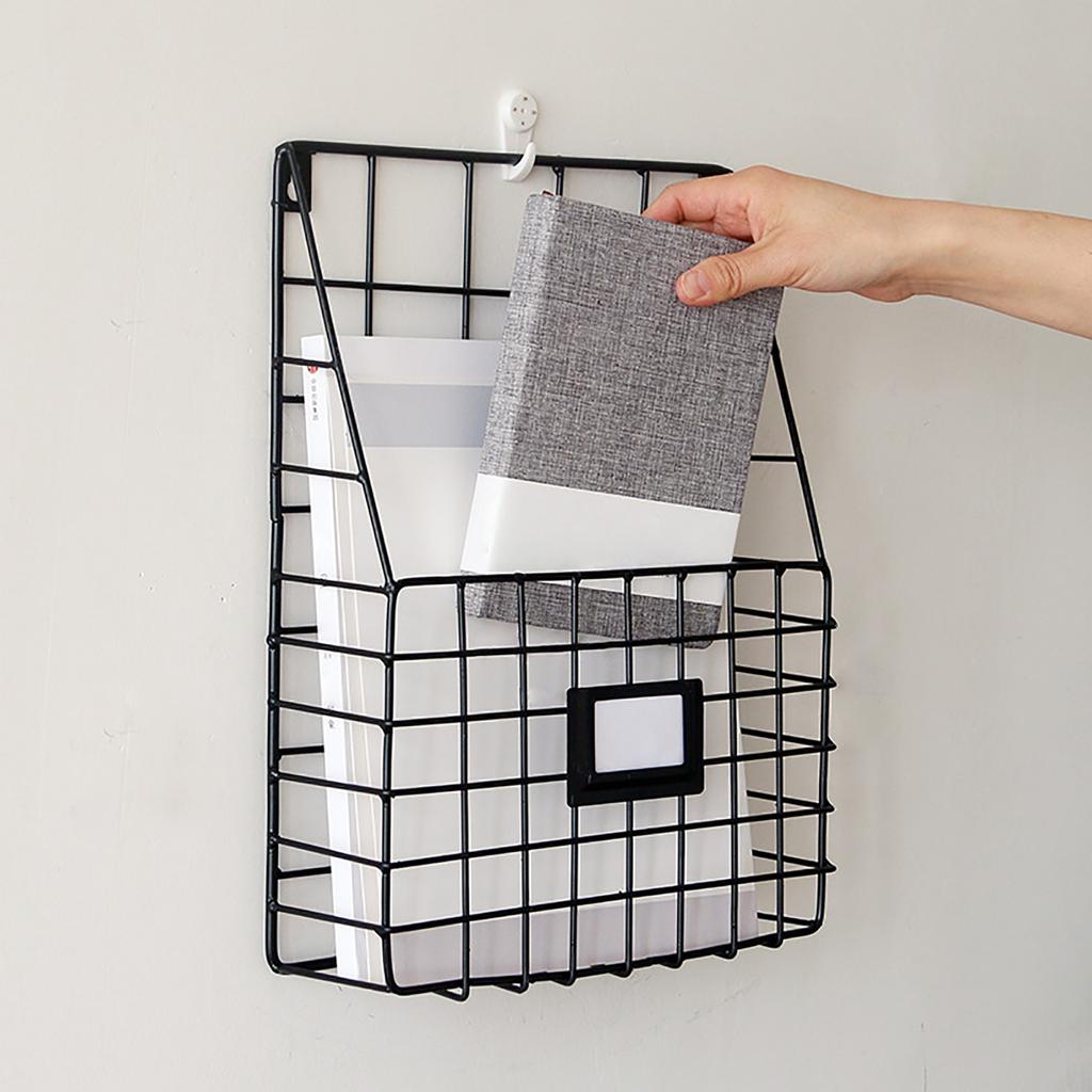 Iron Grid Book And Newspaper Rack Home Wall Decoration Wall Newspaper And Magazine Storage Bookshelf