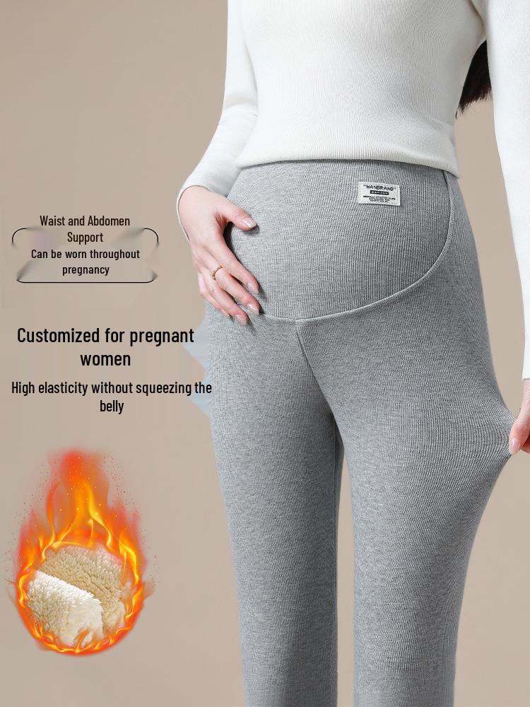 2025 Women's Plus Size Winter Maternity Leggings with Fleece Lining