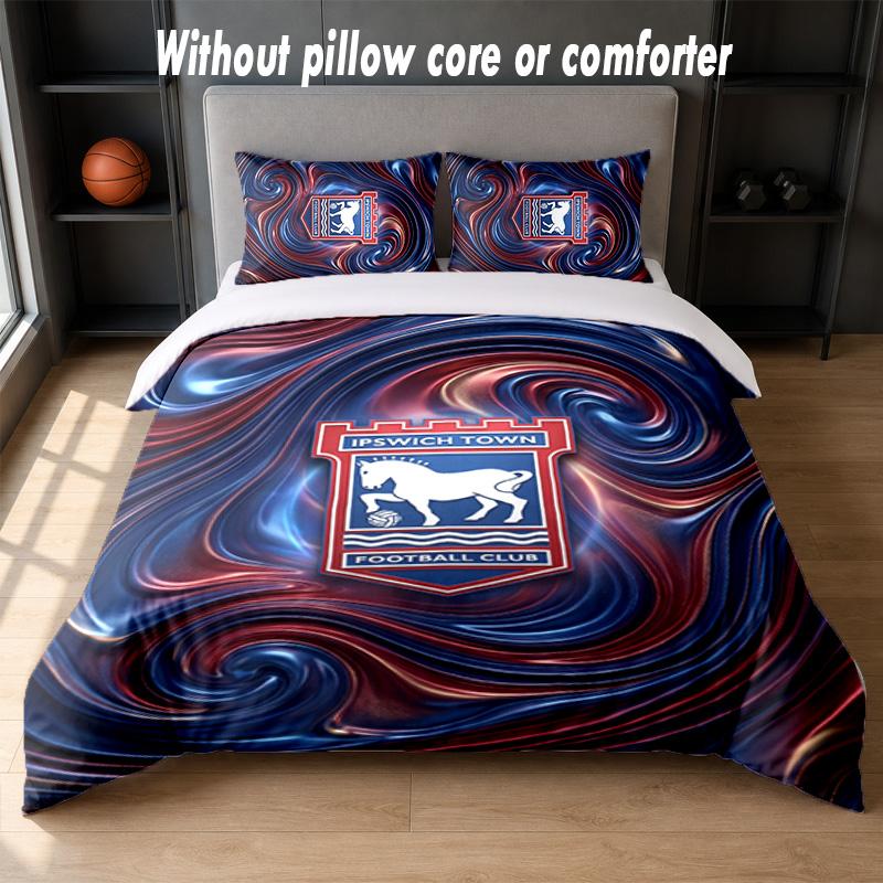 Set Biancheria da Letto Design Calcio Ipswich Town 1 Copripiumino + 2 Federe Morbido Traspirante Biancheria da Letto per la Casa