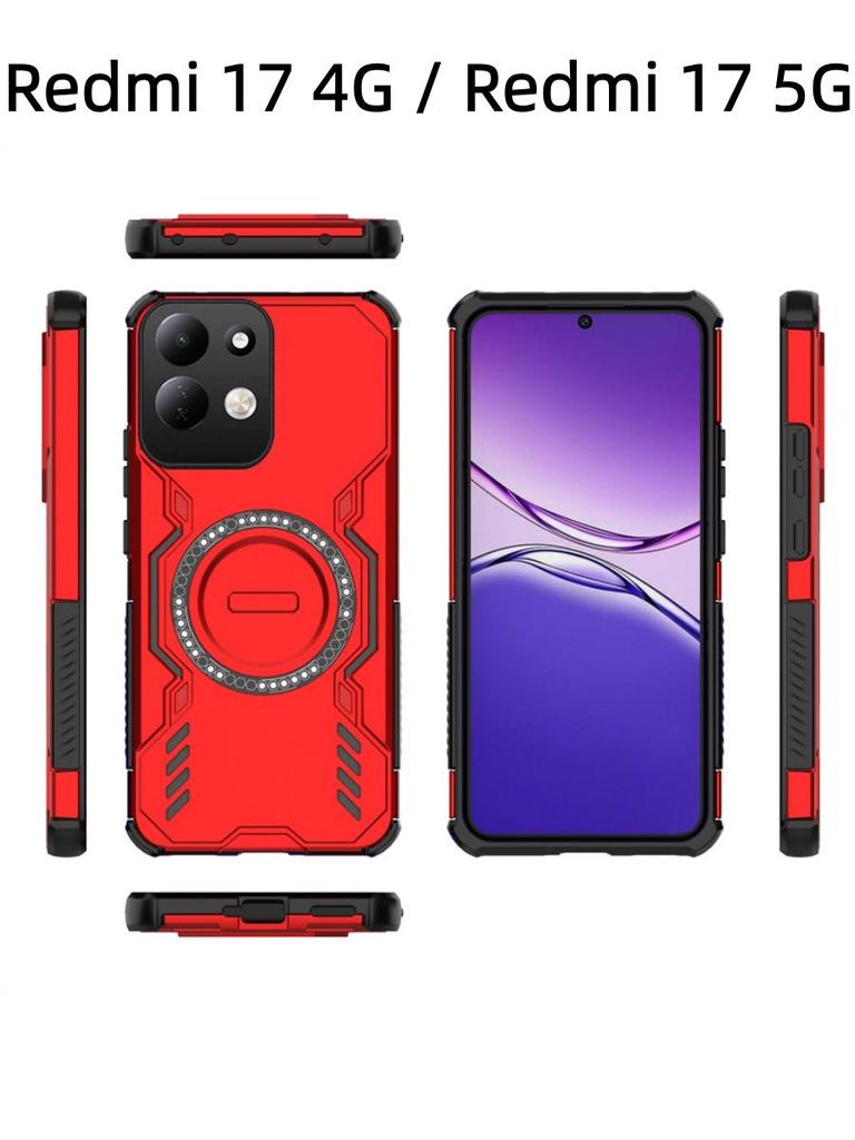 For Redmi 17 4G / Redmi 17 5G Case Hard Armor Shockproof Magnetic Case Heat Dissipation Shockproof TPU PC Hybrid Cover