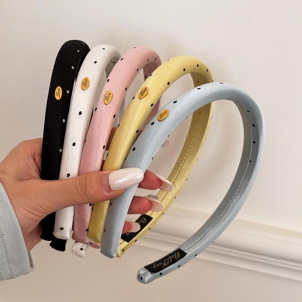 

Women s Satin Dot Gold Label Headband Hairband beige