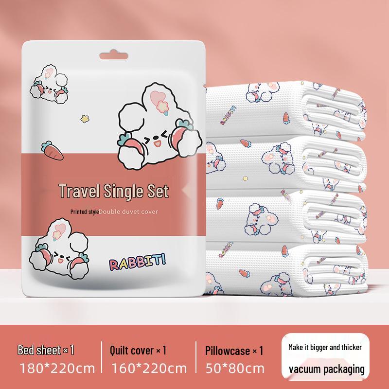 4-Piece Thickened Disposable Bed Sheet & Duvet Cover Set for Travel & Hotels