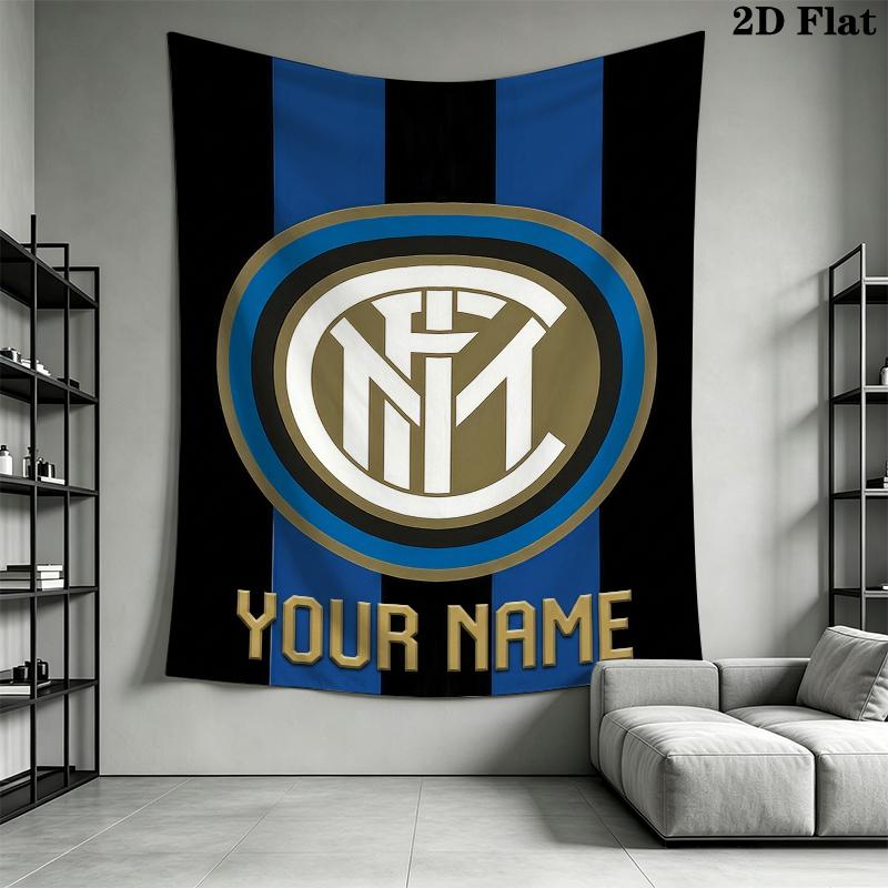 Custom Name Inter Milan Wall Tapestry Aesthetic Wall Hanging Printed Fabric Blanket Decorative Tapestries for Bedroom Living Room Home Decor