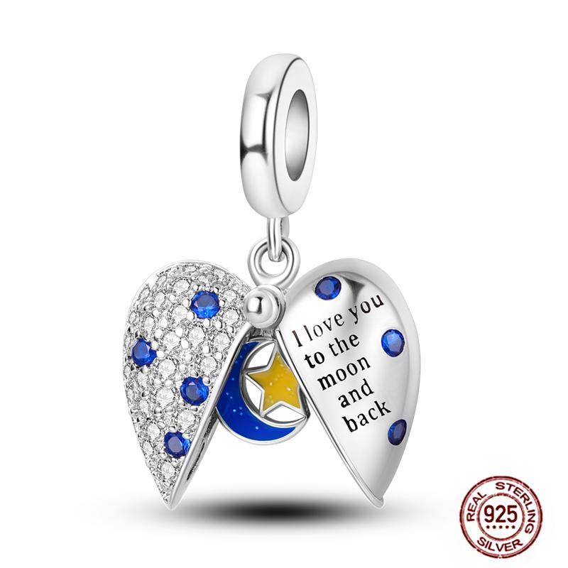 Round Clip Charms Plata Shining Moon Star Char Copper Spacer Clasp Fit Original Bracelet Glow Safety Chain Beads Diy Jewelry