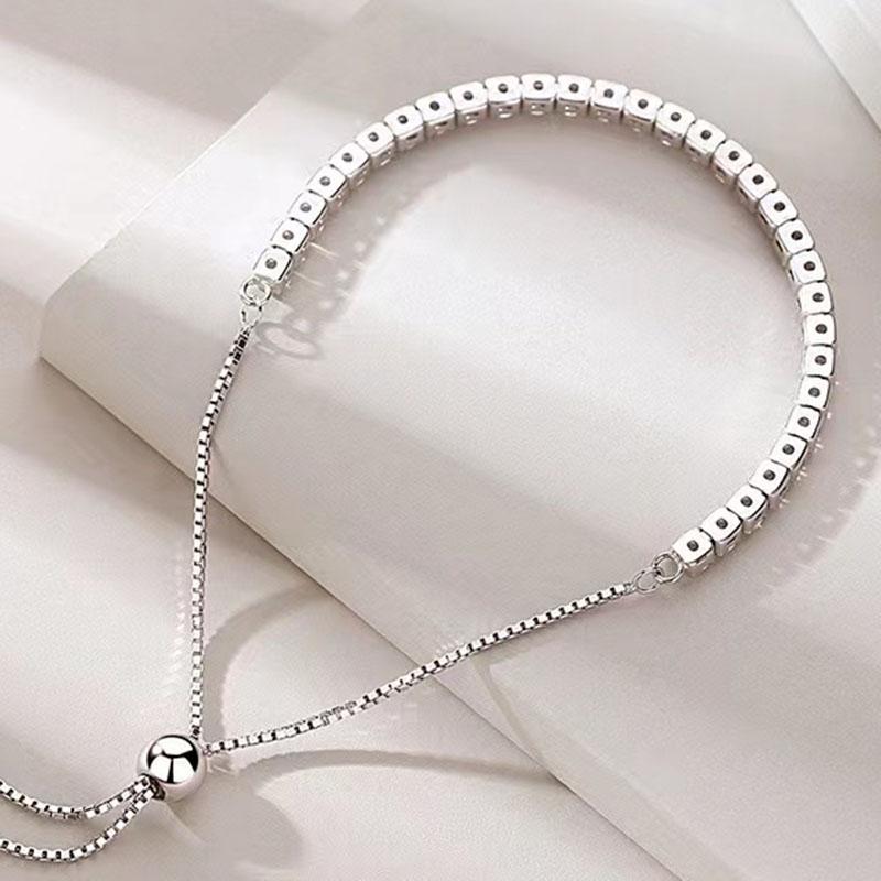 New 925 Sterling Silver Bracelet Personality Charm Simple Shiny Zircon Bracelet Birthday Gift for Women's Exquisite Jewelry