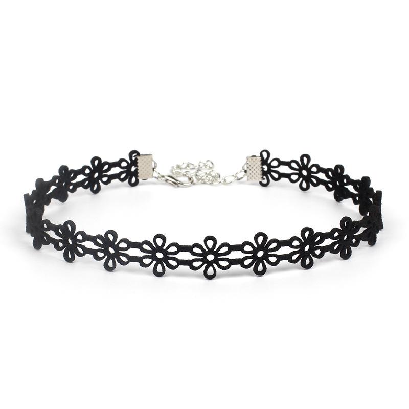 Корейское чокер-ожерелье на шею женское, студенческое простое короткое украшение на шею, кружевное ожерелье женский воротник