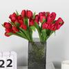 12 Heads Tulip Artificial Flower Green Leaves Silk Petals Simulation Tulip Flower DIY Photo Props Faux Flower Desktop Ornament