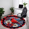 1pc Red Cardinal Bird Carpet for Office Non-Slip, Round Carpet, Soft & Comfortable, Carpet for Office, Lightweight Round Floor Mat