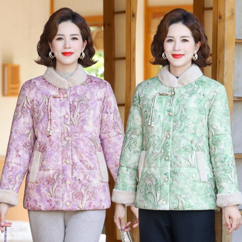Winter clothing velvet new thickened cotton-padded jacket medium jacket women's clothing Chinese cotton-padded jacket women