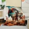 1PC Throw Contemporary Style Printed Power Wolfs Animals Flannel Blanket for Couch Bed Sofa Comfy Warm blankets Perfect Gifts