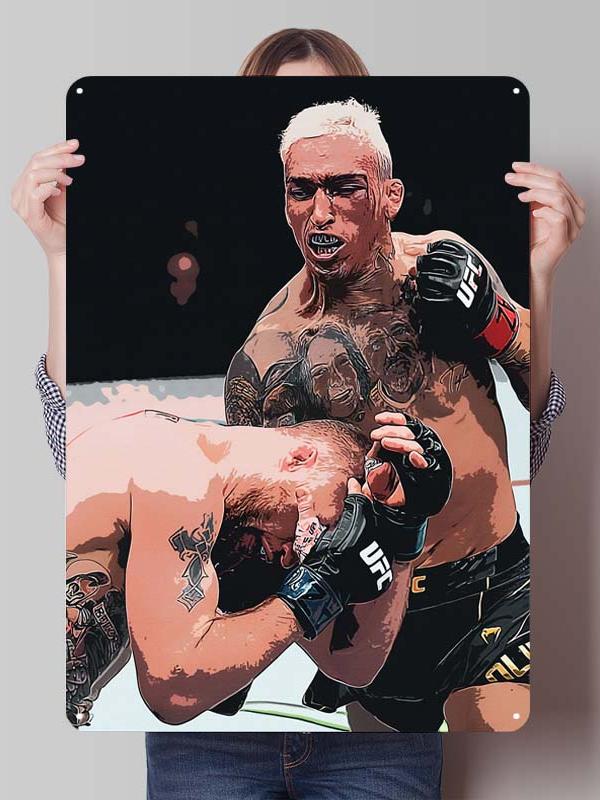 Charles Oliveira Boxer Metallschilder Gaming Zimmer Dekoration Benutzerdefiniertes Boxposter Blechschilder für Wandkunst Dekor Vintage Metallplatte