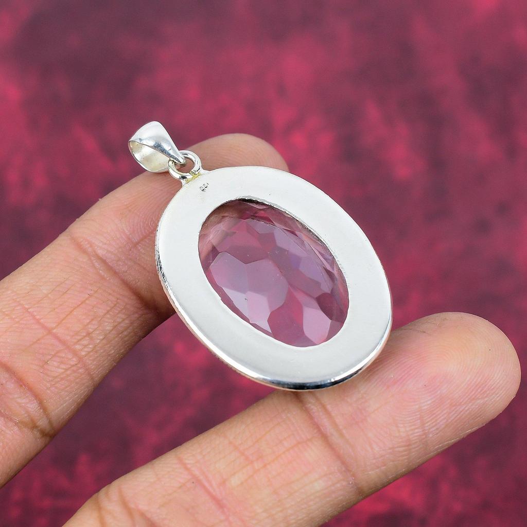 Pink Kunzite Pendant Gemstone Jewelry, 925 Solid Sterling Silver Pendant, Handmade Jewelry Birthstone Pendant, Gift For Him