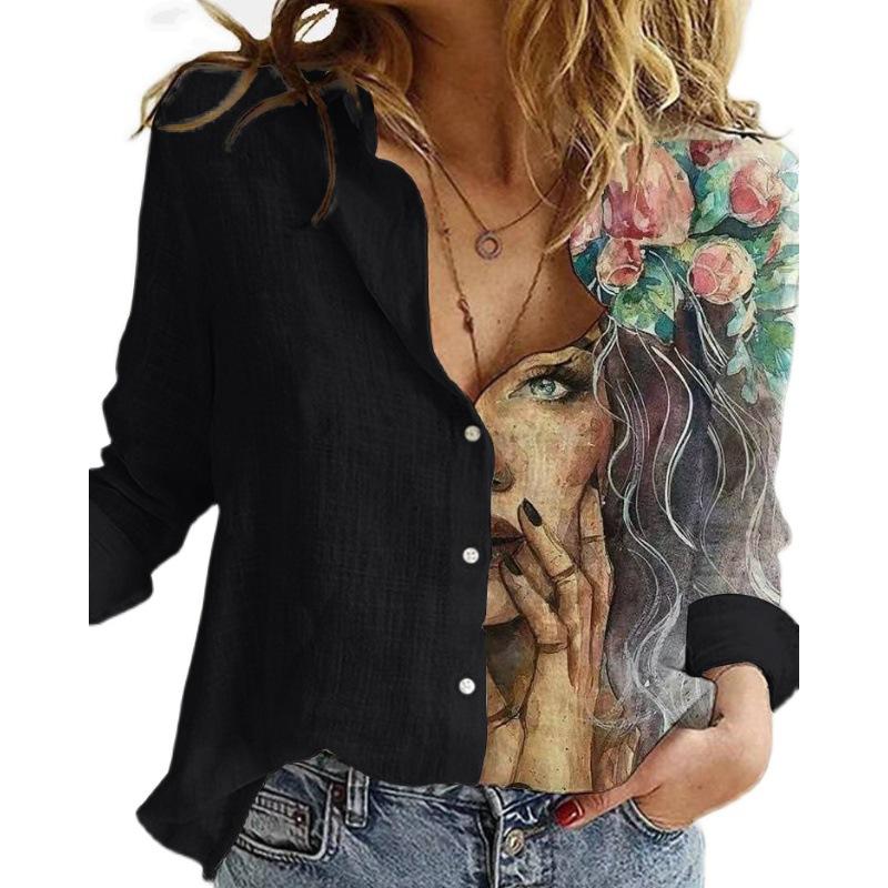 IHUASU Women's Fashion Casual POLO Neck Long Sleeve Blouses & Shirts