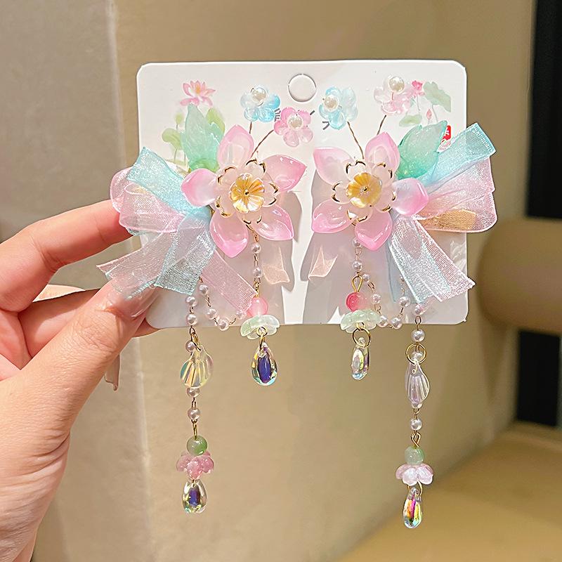Chinese Style Hanfu Hairpin Set for Girls - Includes Hair Clips, Swaying Tassels, and Butterfly Accessories