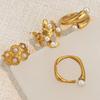 Stainless Steel Imitation Pearl Rings for Women Men Vintage Geometric Irregular Opening Rings Fashion Design Jewelry Accessories