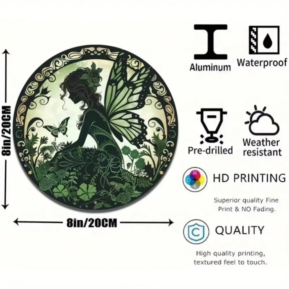 Vintage Round Metal Wall Sign Spring Fairy Tale Theme Home Decor
