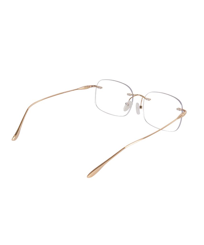Hangeul [Blue Light Blocking] Oversized Gold Titanium Square Rimless