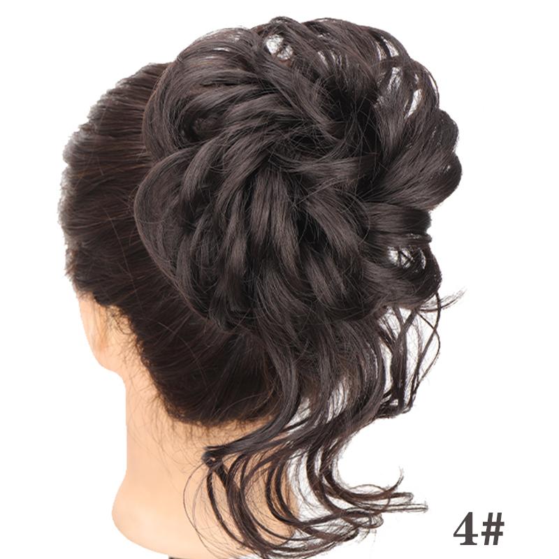 Synthetic Hair Chignons Messy Scrunchies Elastic Band Hair Bun Straight Updo Hairpiece Hair Extension for Women