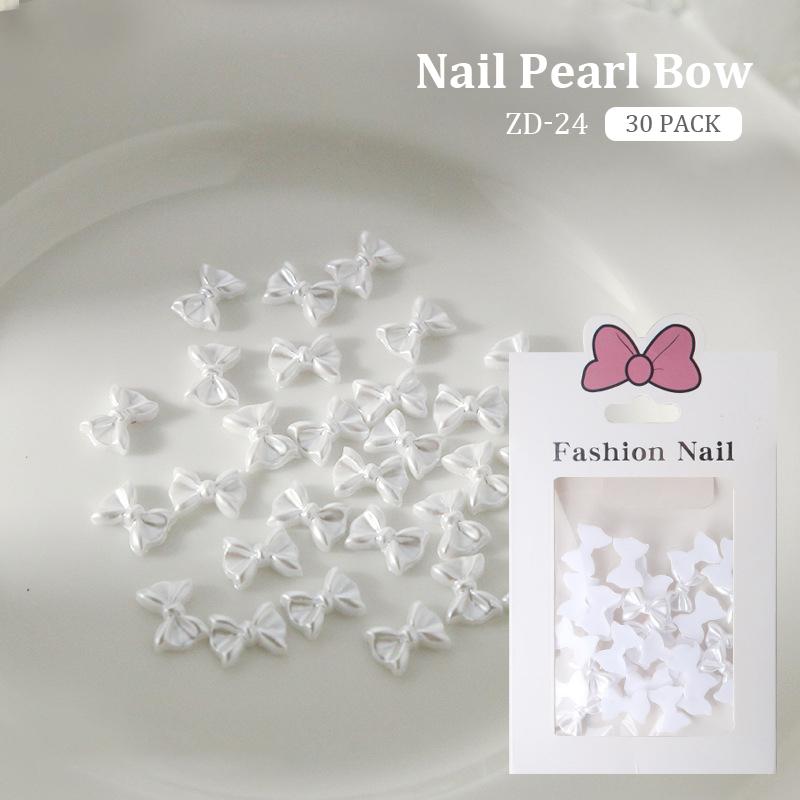30 Pcs Nail Art Jewelry White Pearlescent Butterfly Jewelry 3D Nail Art Decoration Accessories Supplies For Diy Manicure Design