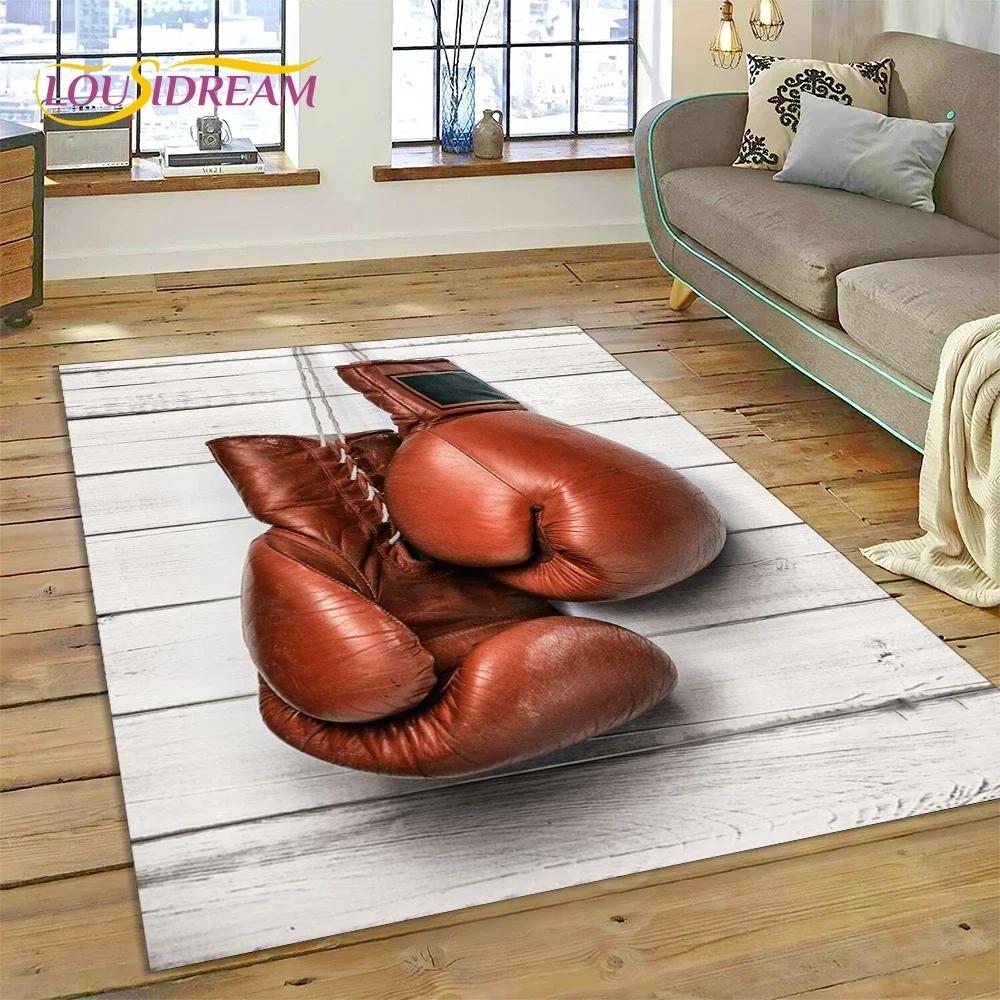 Boxerské rukavice Boxer Fight Kreslený koberec Koberec do obývacího pokoje Ložnice Domácí dekorace, Podložka na podlahu Protiskluzová Dekorace na pohovku Rohožka