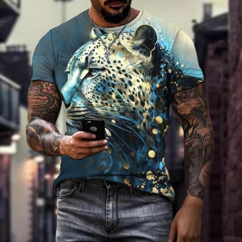 Bequemes T-Shirt für Herren in Übergröße mit 3D-Grafikdruck und lebendiger Schlangenmotiv, Rundhalsausschnitt, kurzärmlig, für den Alltag und als tolles Geschenk