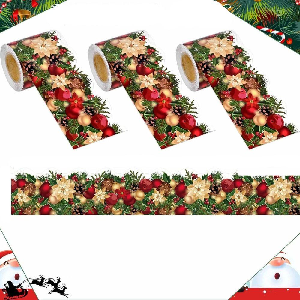 Self-Adhesive Christmas Trim Border Sticker Handmade Label Stickers Crafts Xmas Flower  Festive