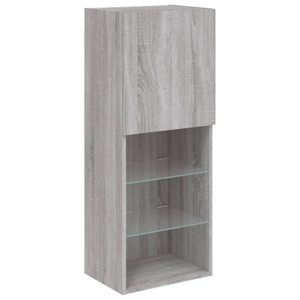 5 piece living wall unit with LED lighting grey Sonoma particleboard