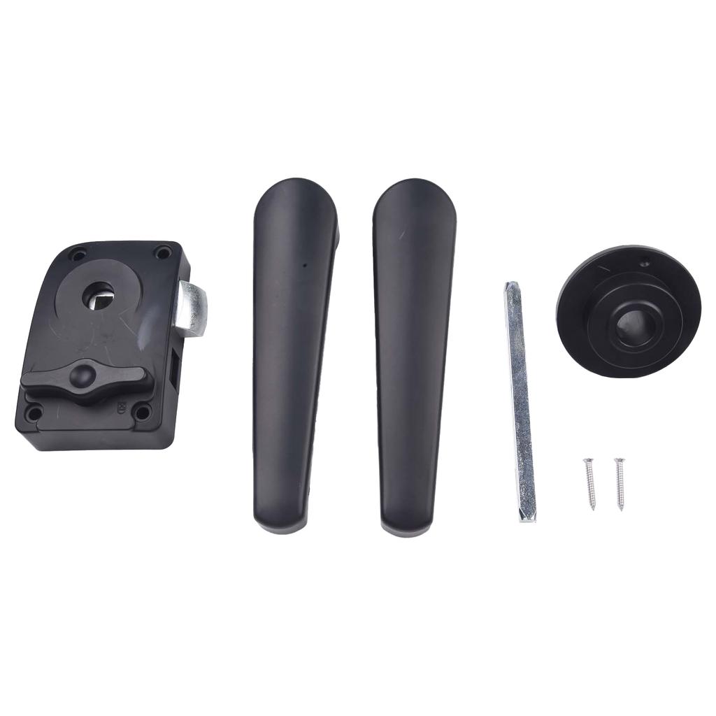 1x Metal L-Type RV Toilet Door Lock Keyless Level Handle Black 0100935 RV Modified Car Yacht Bathroom Door Lock Mechanisms
