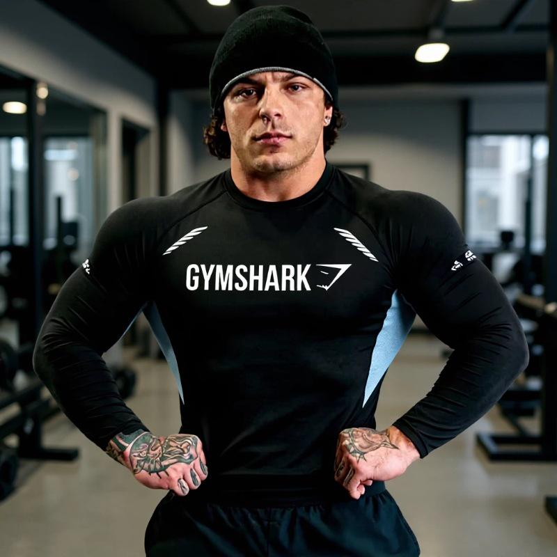 GYMSHARK Men's Quick Dry Long Sleeve Compression Training Shirt
