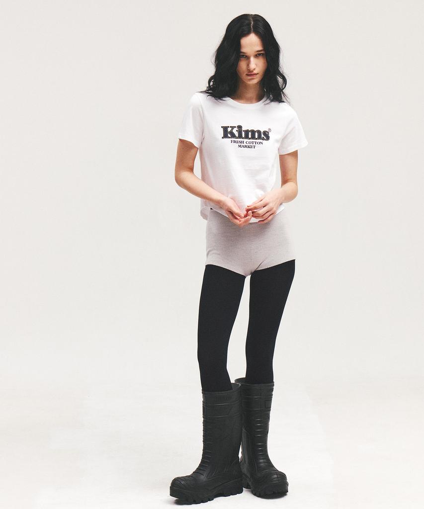 Kimseupeulesikoteunmakes Bam Denim Applique Tee White