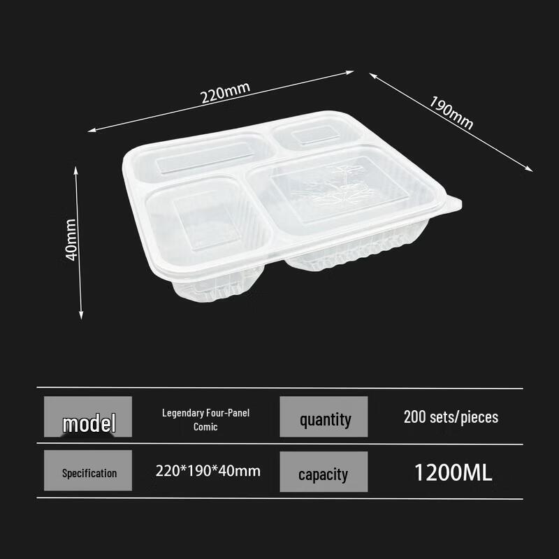 ZLIII Disposable 4-Compartment Takeaway Lunch Boxes