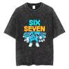 Italian Brainrot Funny Meme Washed Vintage T-shirt Six Seven 67 Number Tshirt Men Women Casual Fashion Oversized Crewneck Tees