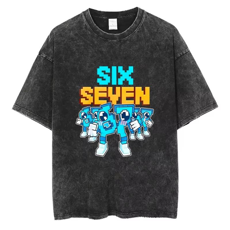 Italian Brainrot Funny Meme Washed Vintage T-shirt Six Seven 67 Number Tshirt Men Women Casual Fashion Oversized Crewneck Tees