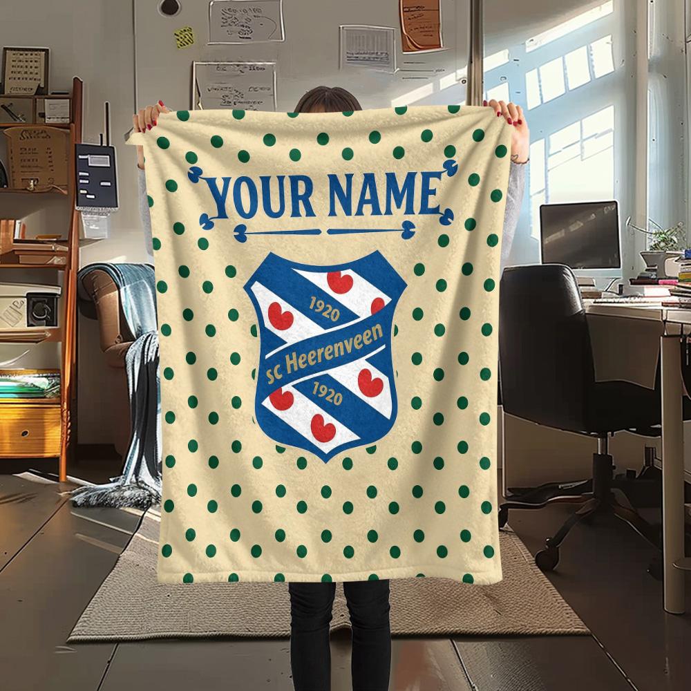 Custom Name SC Heerenveen Flannel Blanket, High quality Comfortable for All Seasons, Home Decor, Warmth and Comfort