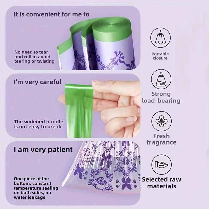 50 Stuks Lavendel Geur Vuilniszakken - Verdikte Keuken Vuilniszakken met Trekkoord en Muggenwerend, Scheurbestendig