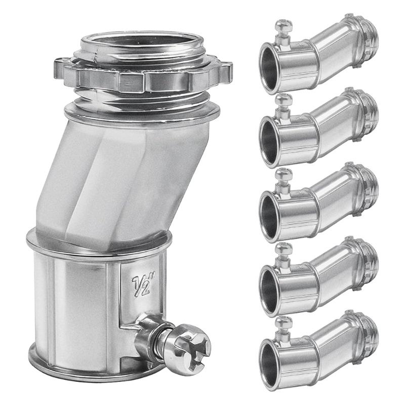 

6Pcs Offset Connectors Zincs Alloy Conduit Screw Connector for Electrical Fittings Easy to Installation