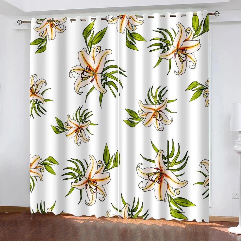 Tende Oscuranti Floreali con Gigli Rosa e Neri per Camera da Letto, Soggiorno, Bagno, Cucina, Porta. Alta Ombreggiatura, Nuovo Motivo