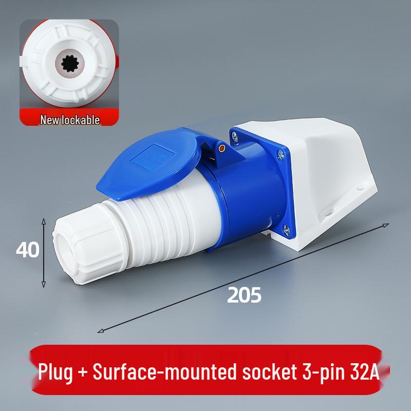 3/4/5 Pin Waterproof Aviation Connector, 32A, Three-Phase, Male & Female, Non-Explosion-Proof