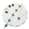 4 Piece Lucky Clover Jewelry Set Women Necklace Bracelet Earrings Ring In Titanium Steel With Electroplating