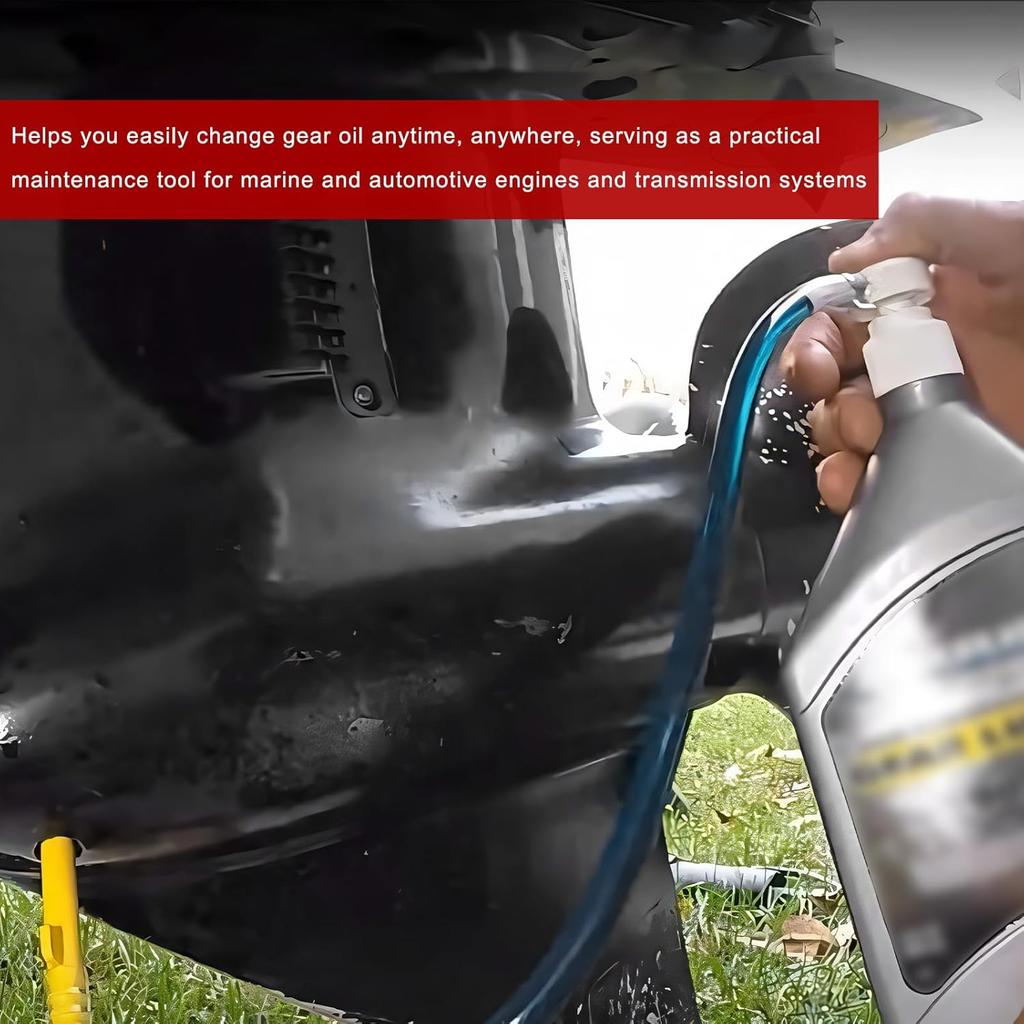 Sun Walker Fluid Pump for Quart Bottles, 4cc Per Stroke Manual Transmission Fluid Pump with Flexible Hose, Lower Unit Gear Oil Extractor Kit for Car