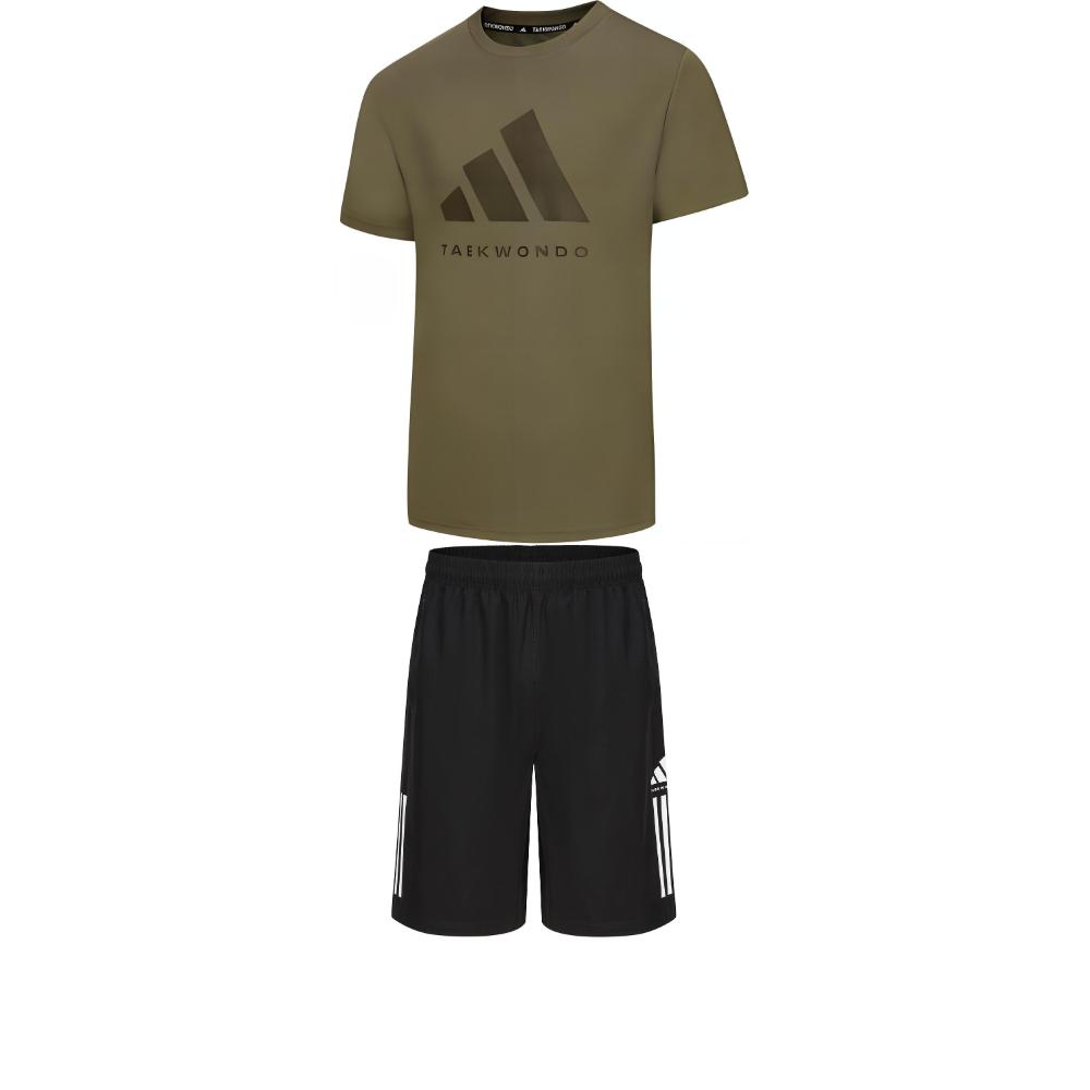 

Adidas Taekwondo Round Neck Pullover Simple Short Sleeve T-Shirt Fashion Lace-Up Shorts Casual Sports Suit Men suit ADICLTS24TK-OSSO+S21ATMSH1T-BW