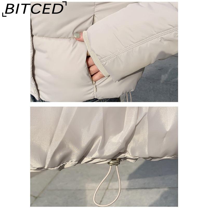 BITCED Minimalist Hooded Short Down-Filled Cotton Jacket Casual Puffer Jacket Lightweight Cotton Coat