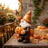 Harts Trädgårdstomtar Statyer Hantverk Tecknad Tomte som Håller Pumpa Prydnad Roliga Tomtefigurer Halloweenfest