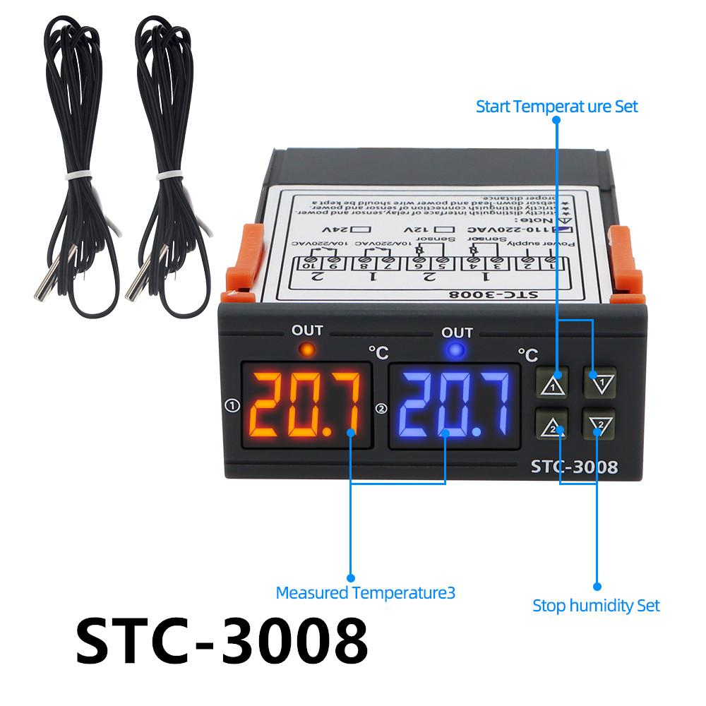 STC-1000 STC-3000 3008 3028 Digital Temperature Controller STC-8080A+ STC-9100 Thermoregulator 220V Heating Cooling Thermostat