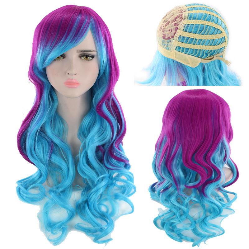Cos anime Perücke pink Lolita süß Lolita Doppelknoten Halloween Farbe langes lockiges Haar
