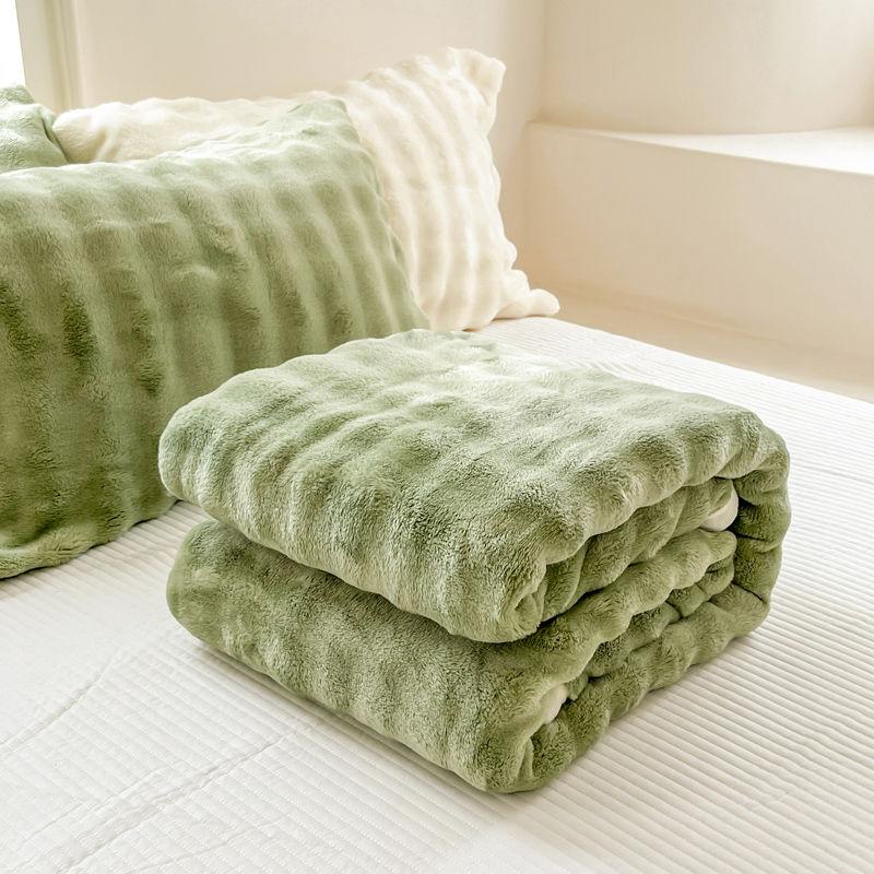 Winter Thickened Double-sided Plush Blanket Bedroom Cover Blanket Premium Rabbit Plush Bedding Nap Blanket Sofa Towel