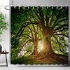 Tropical Jungle Shower Curtain Rainforest Plant Waterfall Spring Flowers Forest Nature Landscape Fabric Bathroom Curtains Decor
