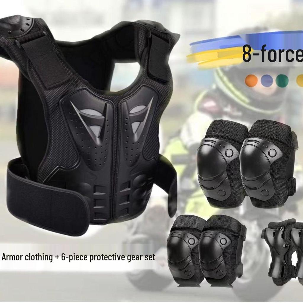 Kids' Motorcycle Balance Bike Armor Set: Knee, Elbow, Chest & Back Protectors.