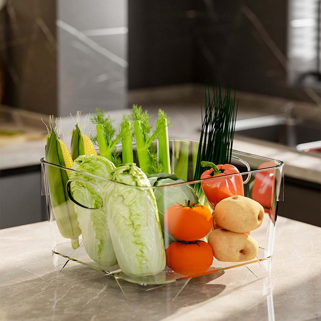 Clear Storage Bins Vegetable Washing Basket Draining Produce Saver Containers