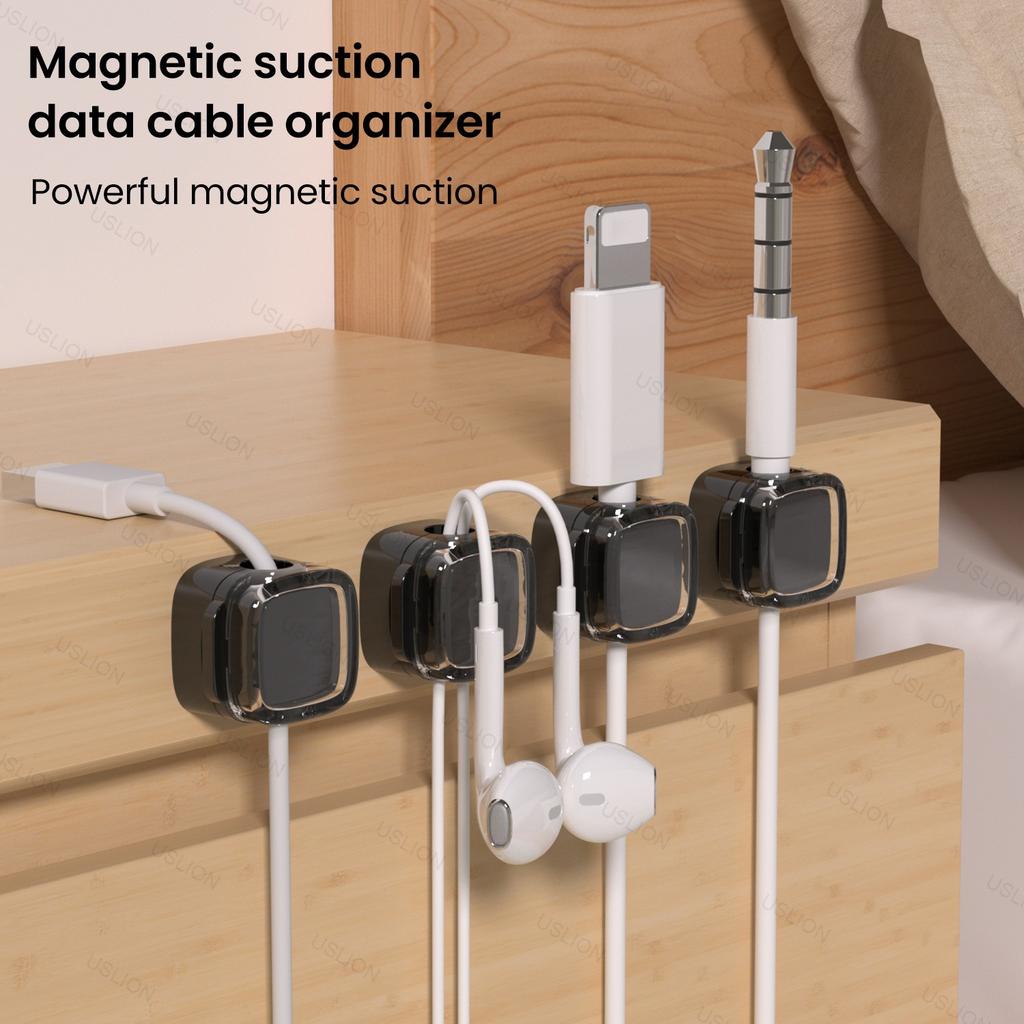 6-piece set of color magnetic charger office desk cable clip, sunlight colored USB charging cable organizer, magnetic plug hook